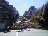 Looking up Lombard street.